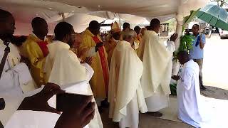 Bishops and Priests laying hands on Fr Gift Sibanda who was ordained [upl. by Warren]