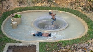 How We build Swimming Pool Water Slide into Underground Tunnel Swimming Pool [upl. by Harmon244]