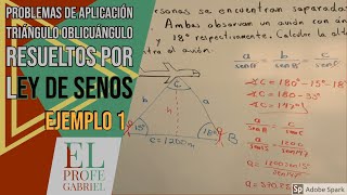 Problemas de Aplicación de Triángulos Oblicuángulos Resueltos por Ley de senos Ejemplo 1 [upl. by Edette419]