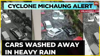 Watch Parked Cars Washed Away As Heavy Rainfall Hits Residential Area In Chennai [upl. by Aramoiz431]