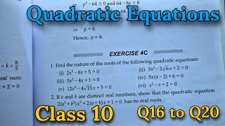 Ex 4C Q16 to Q20 Class 10 Quadratic Equations  RS Aggarwal  Chapter 4 CBSE  Rajmith study [upl. by Ramo]