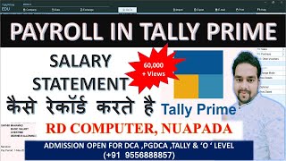 Payroll In Tally PrimeHow To Record Salary Details In Tally PrimePayroll Voucher In Tally Prime [upl. by Nnaassilem]