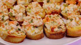 Shrimp amp Imitation Crab Toast Best Appetizer for Parties CC Added [upl. by Malkin172]