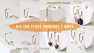 Ear Studs Earring  Dainty Hoops and Studs Ideas with Beads and Wire  DIY Tutorial [upl. by Divod]