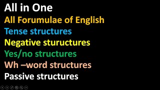 Tense structuretense formulaeGrammar formulaenegativeaffirmativepassiveyesno question [upl. by Vigen]