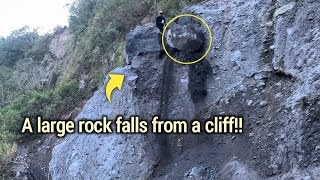 Large rocks and black sand fell from the high cliffs [upl. by Gwyn429]