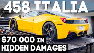 Shocking Find In This Crash Damaged Ferrari 458 [upl. by Relyuhcs]