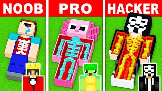 NOOB vs PRO SECRET INSIDE BODY HOUSE Build Challenge in Minecraft [upl. by Nwahsed]