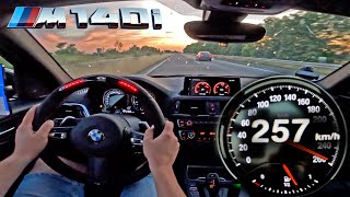 BMW M140i MPerformance  TOP SPEED on GERMAN AUTOBAHN [upl. by Ariec399]