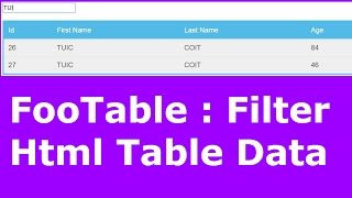 FooTable Tutorial  How To Search And Filter Data In Html Table Using FooTable  with source code [upl. by Nayab]