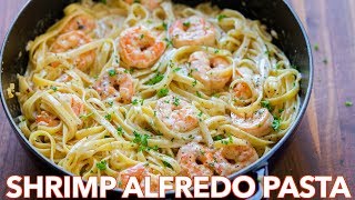 How To Make Creamy Shrimp Alfredo Pasta  30 Minute Meal [upl. by Aihsatsan]