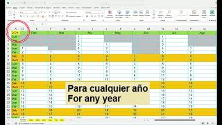 EXCEL Calendario Perpetuo Planificador Anual Perpetual Calendar Annual Planner [upl. by Ahcsat]