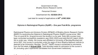 BARC Requirement  Diploma in Radiological PhysicsExam PatternSyallabusphysicsgalaxy1537 [upl. by Norrek]