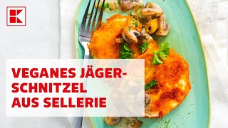 Veganes Jägerschnitzel aus Sellerie I Rezept I Kaufland [upl. by Llerrom34]