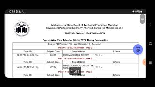 MSBTE Winter 2024 Examination Time TableFirst second year D pharmacy exam date wise schedule [upl. by Lissie39]