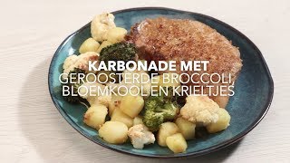 AVGtje karbonade met geroosterde broccoli bloemkool en krieltjes uit de oven [upl. by Notsgnal]