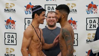 Shohjahon Ergashev Vs Juan Huertas Weigh In and Faceoff DAZN Boxing [upl. by Enrika]