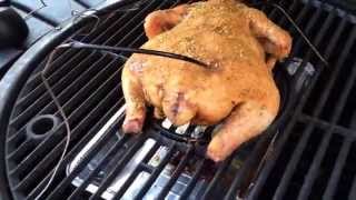 Smoking a whole chicken on the akorn char griller grill [upl. by Borg549]