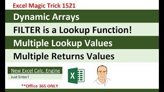 VLOOKUP Step Aside New Epic Lookup Function  FILTER Dynamic Array Function EMT 1521 [upl. by Fante]