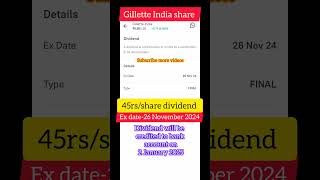 Gillette India share dividend payment date 2024 letast update dividendpayment [upl. by Opportina]