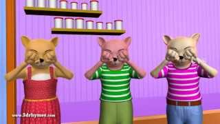 Three Little Kittens  3D Animation English Nursery rhyme for children with lyrics [upl. by Maryellen187]