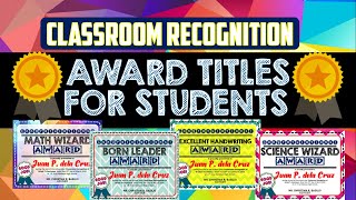 Award Names for Students Certificate  Award Titles [upl. by Severen897]