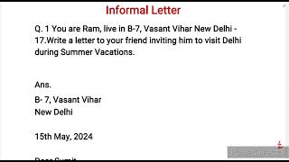 Informal Letter Writing in English  Informal Latter Kaise likhe  Informal letter format English [upl. by Charlotta]