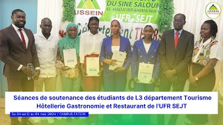 Séances de soutenance des étudiants de L3 du département THGR de lUFR SEJT [upl. by Alesig]