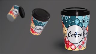 3D Coffee Cup Mockup Design in Illustrator  تصميم كوب قهوة ثري دي في برنامج الإليستراتور [upl. by Feerahs106]