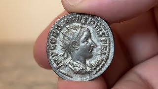 Antoninianus  Gordian III DOUBLE Denarius Silver Coin 240 AD [upl. by Annaihr31]