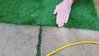 04 Cutting and Fixing Down Quickgrass Artificial Grass [upl. by Nairehs]