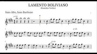 Lamento Boliviano  Enanitos Verdes  PlayBack Partitura para Saxo Alto Saxo Barítono [upl. by Ryon]