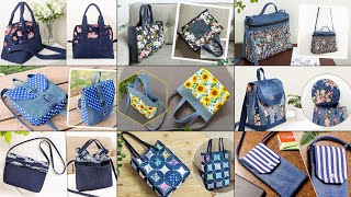 9 DIY Denim and Printed Fabric Bags  Old Jeans Ideas  Compilation  Upcycle Crafts  Bag Tutorial [upl. by Minabe]