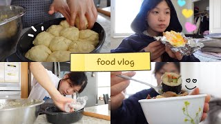 food vlog🍞  lots of Korean speaking making bread for the first time drinking with family [upl. by Eneroc397]