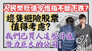 人民幣貶值令恆指不斷下跌 邊隻避險股票值得考慮我們已買入這些升值潛力巨大的公司 [upl. by Adiol]