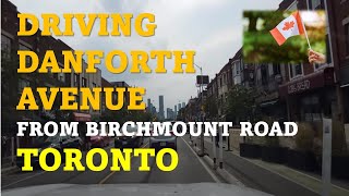 DANFORTH AVENUE Car Traveling Birchmount Road to Pape Avenue Toronto Ontario Canada [upl. by Sudbury]