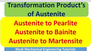 Transformation products of austenite Austenite to Pearlite Bainite and Martensitematerialscience [upl. by Ellennej]