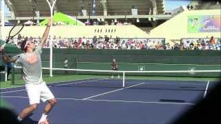 Federer vs Haas Indian Wells Practice 2014 [upl. by Marron886]