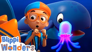 Blippi Wonders  Ocean Sea Creatures  Blippi Animated Series  Cartoons For Kids [upl. by Bonacci740]