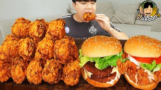 ASMR MUKBANG 맘스터치 양념 치킨먹방 치즈 햄버거 치즈스틱 후라이드치킨 amp 레시피 CRISPY FRIED CHICKEN CHEESE BURGER EATING SOUND [upl. by Aehtrod864]