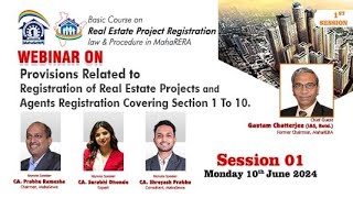 Part 1  Sec 1 to 10 of RERA Registration  CA Surabhi Dhonde  RERA course by CA Prabhu Ramesha [upl. by Norrahs]