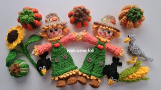 Hermosos espantapájaros 🍂🌻🌽 amigurumis en CROCHET paisaje otoñal 3a y última parte [upl. by Boardman]