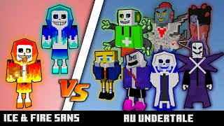 Ice Sans vs Fire Sans vs AU Undertale Undyne Sans etc  Minecraft Battle  Most Awesome Battle [upl. by Till]