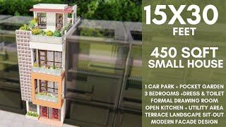 15X30 Feet  450 sqft Small House with Modern Elevation  Tiny House Ideas  45X9 Meter  ID062 [upl. by Pravit]