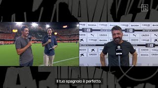 Gattuso parla in spagnolo il giornalista quotSei spettacolarequot  LaLiga  DAZN [upl. by Bekelja]