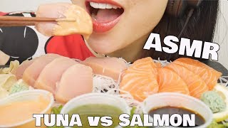 ASMR SASHIMI SALMON vs TUNA SOFT SQUISHY EATING SOUNDS NO TALKING  SASASMR [upl. by Adlihtam]