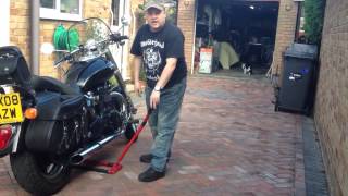 Jacking up a Triumph Speedmaster using a Sealy bike lift [upl. by Euqor]