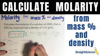 Molarity from Mass  and Density  Calculate Molarity from Mass Percent and Density [upl. by Obla]