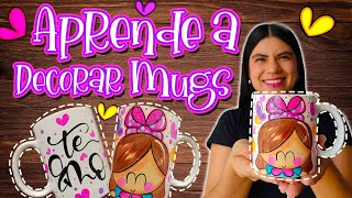 💕TALLER DECORACIÓN de MUGS 🥳Aprende a Personalizar Mugs Tazas Pocillos Paso a Paso😍 [upl. by Aihpled]