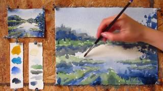 Intermediate step by step watercolor tutorial Painting a Lake [upl. by Quincey16]